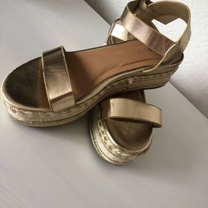 New never worn Bamboo gold espadrilles